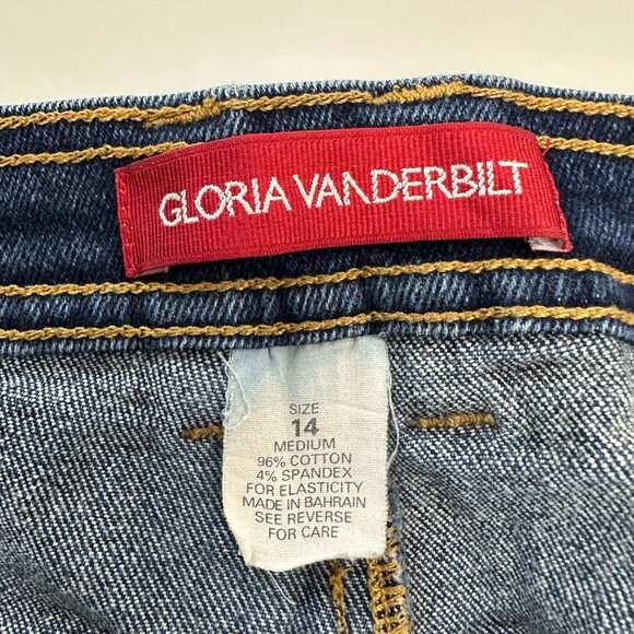 Gloria Vanderbilt Straight Leg Women's size 14 Dark Wash Blue Denim jeans - Picture 3 of 4